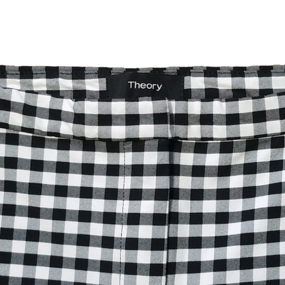 Theory Women's Black White Gingham Check Cropped Pants Sz.‎ 4 - Picture 5 of 9